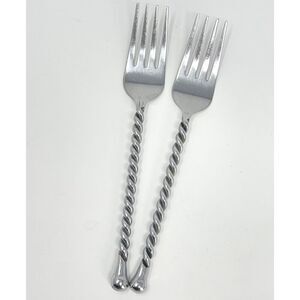 Hampton Carousel Salad Forks Twisted Stainless Flatware 7 3/8” Set Of 2